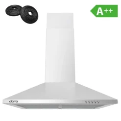 CIARRA dekorativ huva 60cm A++ 2st Kolfilter 370m³/h Återvinning eller evakuering 3 hastigheter INOX