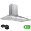 Köksfläktar-CIARRA Kåpa 90cm A++ 370 m³/h 3 hastigheter Evakuering & återvinning med 2st kolfilter i rostfritt stål