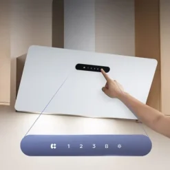 Köksfläktar-CIARRA Kåpa 90cm A+++ 650m3/h Booster 4 Hastigheter Touchknapp Köksfläkt Vit CD9736KW