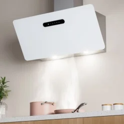 Köksfläktar-CIARRA Kåpa 90cm A+++ 650m3/h Booster 4 Hastigheter Touchknapp Köksfläkt Vit CD9736KW