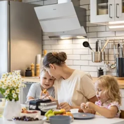 Köksfläktar-CIARRA Lutande huva 60 cm Wi-Fi ansluten Booster 4 hastigheter 650 m3/h Klass A+++ Huva Touchknapp Vit