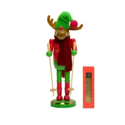Matknäckare-30CM julsläde, valnötsklämma, valnötssoldat, massivt trädekorationsgåva, hantverksprydnad