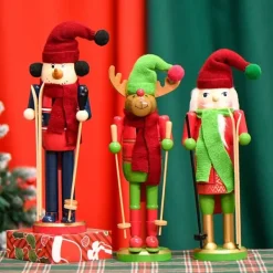 Matknäckare-30CM julsläde, valnötsklämma, valnötssoldat, massivt trädekorationsgåva, hantverksprydnad