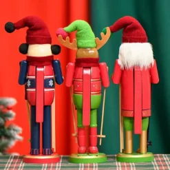 Matknäckare-30CM julsläde, valnötsklämma, valnötssoldat, massivt trädekorationsgåva, hantverksprydnad