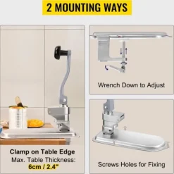 40cm 7st/min manuell kommersiell konservöppnare, effektiv skärning, 2 monteringssätt, arbetsbesparande vridhandtag, lätt och hållbar