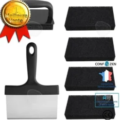 Köksskrapor-CONFOZEN Rostfri Grill Grill Nätrengöringsborste - Teppanyak skursvamp