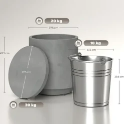 Cool Bar sidobord med avtagbar topp, 10 L dryckeskylare, bistrobord för fest/camping, ljusgrå