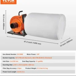 Dammsamlare 781,54 m³/h 425x600 mm 80 L Stål Mobil Verkstad