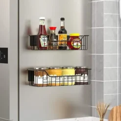 Kylskåp-DÄCK Magnetisk kylhylla - 2 delar - Köksförvaring - Kryddhållare i metall