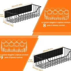 Kylskåp-DÄCK Magnetisk kylhylla - 2 delar - Köksförvaring - Kryddhållare i metall