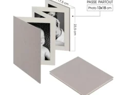 Deknudt Leporello grått 8x13x18 linne 8 bilder A66DC7 8PH ( A66DC78PH_13.0X18X0 )