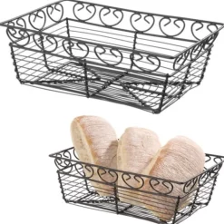 Tillbehör För Matservering-Dekorativ rektangulär trådkorg för servering av bröd - Hendi 425855