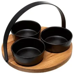 Tillbehör För Matservering-4-delad aperitifset "Wild" 21cm Svart & Natur