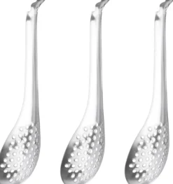 3-delad kulsked, kaviarsked i rostfritt stål för att ta ut oliver och kapris ur burken, molekylär gastronomibar äggsked kök