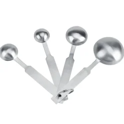 Mått & Måttskedar-4-delade mätskedar i rostfritt stål för torra och flytande ingredienser