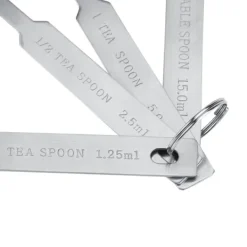 Mått & Måttskedar-4-delade mätskedar i rostfritt stål för torra och flytande ingredienser