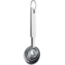 Mått & Måttskedar-4-delade mätskedar i rostfritt stål för torra och flytande ingredienser