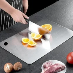 Skärbrädor-3-delars Set med Dubbelhäftande Skärbräda i Rostfritt Stål, Mögel- och Fukttålig