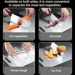 Skärbrädor-3-delars Set med Dubbelhäftande Skärbräda i Rostfritt Stål, Mögel- och Fukttålig