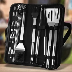 Grillar-20-delat grillset i rostfritt stål, kombinationsverktyg för grillning