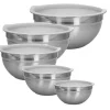 Tallrikar & Bordsserviser-5-delat skålset blandningsskålar med lock av rostfritt stål - 18 x 9,5 / 20 x 10 / 22 x 11 / 24 x 12 / 26 x 12,5 cm - salladsskål serveringsskål