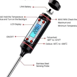 Matlagningstermometrar-Digital Kökstermometer för Mat, BBQ & Vätskor Stektermometer