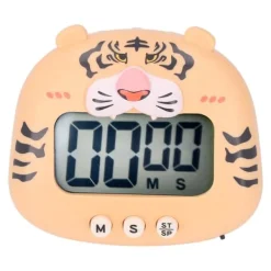 Äggklockor-Digital Kökstimer Nedräkning Nedräkning Tecknad Djurljud Blixtvarning Enkel användning med ställ för matlagning Undervisning Gul tiger