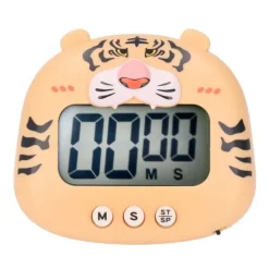 Äggklockor-Digital Kökstimer Nedräkning Nedräkning Tecknad Djurljud Blixtvarning Enkel användning med ställ för matlagning Undervisning Gul tiger