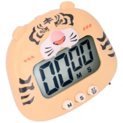 Äggklockor-Digital Kökstimer Nedräkning Nedräkning Tecknad Djurljud Blixtvarning Enkel användning med ställ för matlagning Undervisning Gul tiger