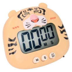 Äggklockor-Digital Kökstimer Nedräkning Nedräkning Tecknad Djurljud Blixtvarning Enkel användning med ställ för matlagning Undervisning Gul tiger