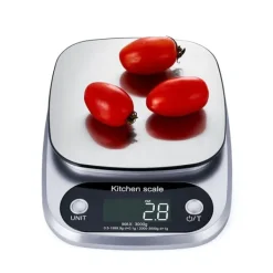 Digital köksvåg 5 kg/0,1 g med LCD-skärm, rostfri stålplattform och tarafunktion för exakt matlagning