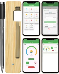 Matlagningstermometrar-Digital köttermometer Digital trådlös dubbelsensor Bluetooth BBQ-termometer för grill, matlagning, rökning