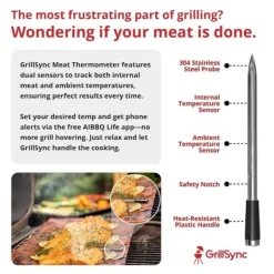 Matlagningstermometrar-Digital köttermometer Digital trådlös dubbelsensor Bluetooth BBQ-termometer för grill, matlagning, rökning