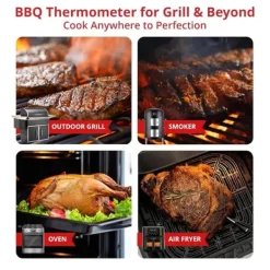 Matlagningstermometrar-Digital köttermometer Digital trådlös dubbelsensor Bluetooth BBQ-termometer för grill, matlagning, rökning