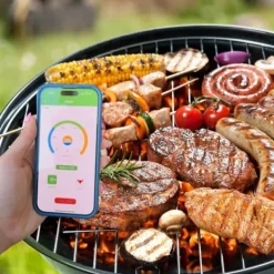 Matlagningstermometrar-Digital köttermometer Digital trådlös dubbelsensor Bluetooth BBQ-termometer för grill, matlagning, rökning