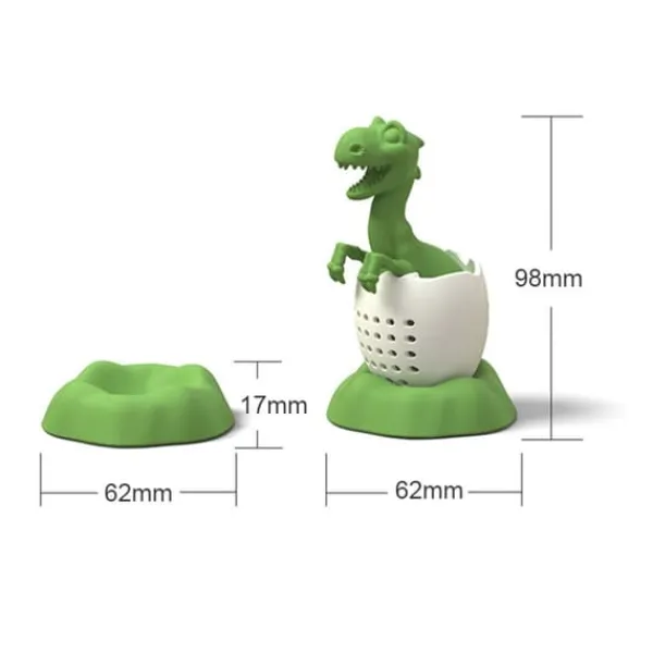 Dinosaurieformat Tefilter Silikon Teinfuser Återanvändbar Tepåsesil