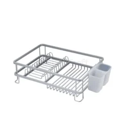 Diskställ & Torkställ-Diskavlopp med bestickhållare - Master Class 42x22x13cm Grå