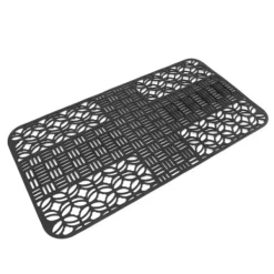 Diskbänksmattor Silikon Anti-halk Värmebeständig 66x35cm Stor storlek Fyrkantig ihålig diskbänksskydd för kök Svart