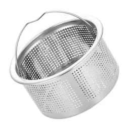 Silar-Diskbänkssil med handtag 304 rostfritt stål diskbänksavlopp Djup kopp korgsil 3 tum ytterdiameter