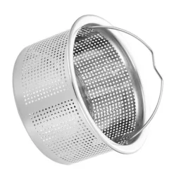Silar-Diskbänkssil med handtag 304 rostfritt stål diskbänksavlopp Djup kopp korgsil 3 tum ytterdiameter