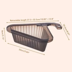 Diskhokorgar-Diskbänkssilkorg Triangulär hörndiskbänkssil Punchfri diskbänkskorg med infällbart handtag för köksbadrum