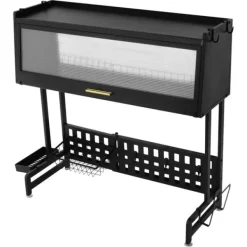 Diskställ & Torkställ-Diskställ - Över diskbänk torkställ - Utdragbar - Rosttålig - Mått 84,5×28×31 cm - Max belastning 100 kg - Kolstål och PP - Svart