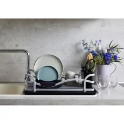 Diskställ & Torkställ-Diskställ - WENKO - Aluminium rostfritt - Avtagbar behållare - Svart - Matt silver