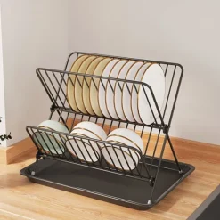 Diskställ 32 x 21 x 26,5 cm – svart metall med två våningar