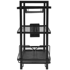 Diskställ & Torkställ-Diskställ för kök - 3-vånings diskställ - Järn - Droppbricka - Bestickhållare - Fristående - Svart