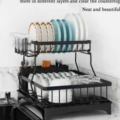 Diskställ & Torkställ-Diskställ med antiroststomme, litet diskställ för diskbänk Diskställ på bänk Diskställ torkställ Diskställ för kök