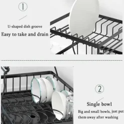 Diskställ & Torkställ-Diskställ med antiroststomme, litet diskställ för diskbänk Diskställ på bänk Diskställ torkställ Diskställ för kök