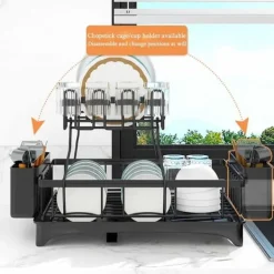 Diskställ & Torkställ-Diskställ med antiroststomme, litet diskställ för diskbänk Diskställ på bänk Diskställ torkställ Diskställ för kök
