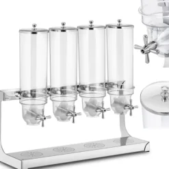 Matautomater-Dispenser dispenser för lösa produkter, müsliflingor, torkad frukt och nötter, kaffe, 4 x 3,5 l