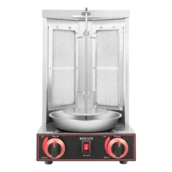 Doner Kebab Grill, 3000W Effekt, 2 Brännare för Hem- och Kommersiellt Användande,Silver